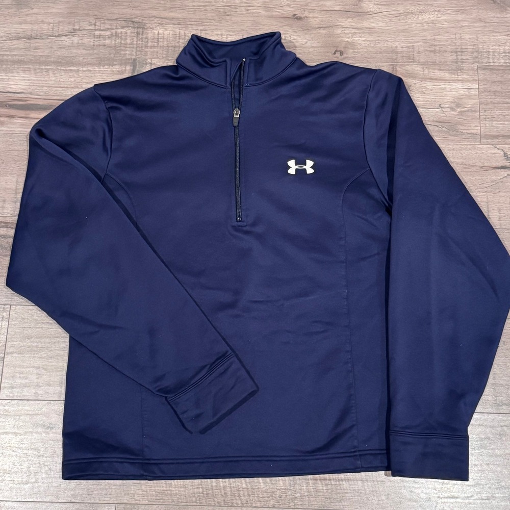 Men's 1/4 Zip Sweatshirt Under Armour Navy Blue Sporty Dressy Casual Small